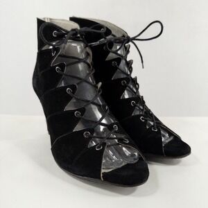 Eric Michael Shoes Booties 38 7.5-8 Black Suede Whimsigoth Dark Fairy Witchy